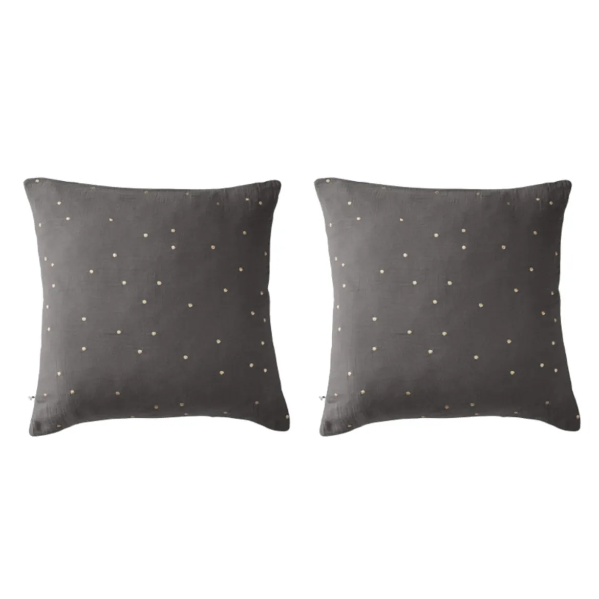 Lot de 2 taies d'oreillers à pois brodés double gaze de coton