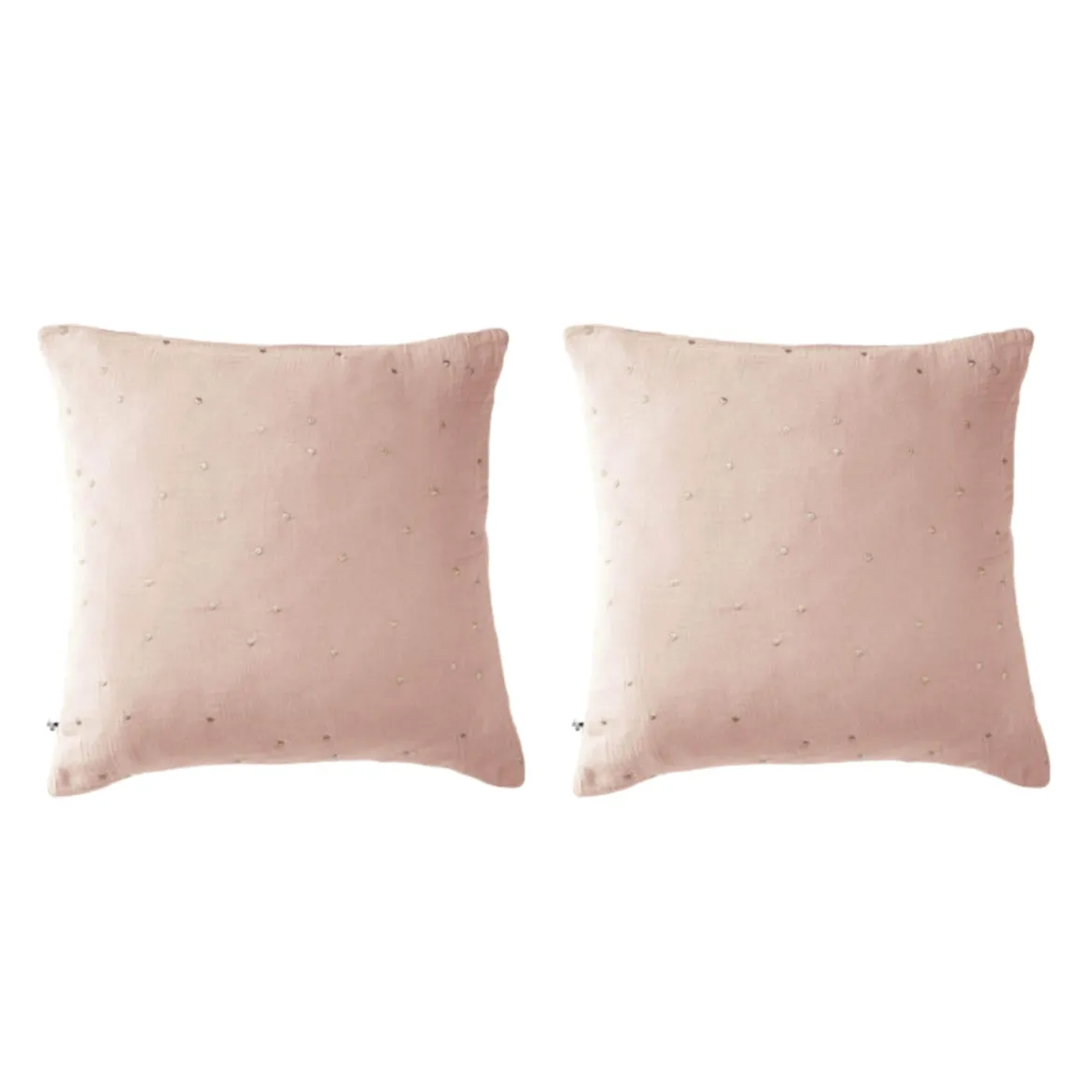 Lot de 2 taies d'oreillers à pois brodés double gaze de coton