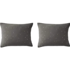 Lot de 2 taies d'oreillers à pois brodés double gaze de coton