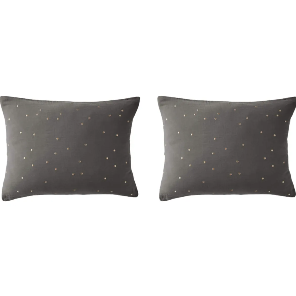 Lot de 2 taies d'oreillers à pois brodés double gaze de coton