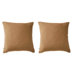Lot de 2 taies d'oreillers à pois brodés double gaze de coton