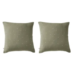 Lot de 2 taies d'oreillers à pois brodés double gaze de coton