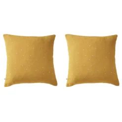 Lot de 2 taies d'oreillers à pois brodés double gaze de coton