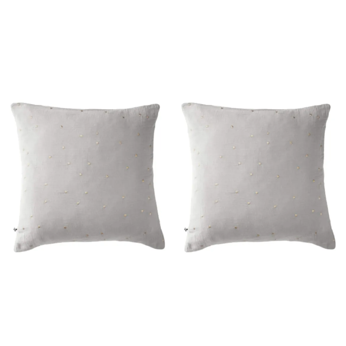 Lot de 2 taies d'oreillers à pois brodés double gaze de coton