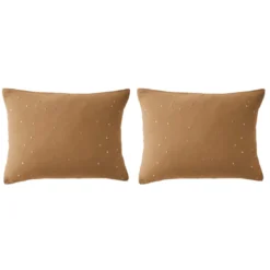 Lot de 2 taies d'oreillers à pois brodés double gaze de coton