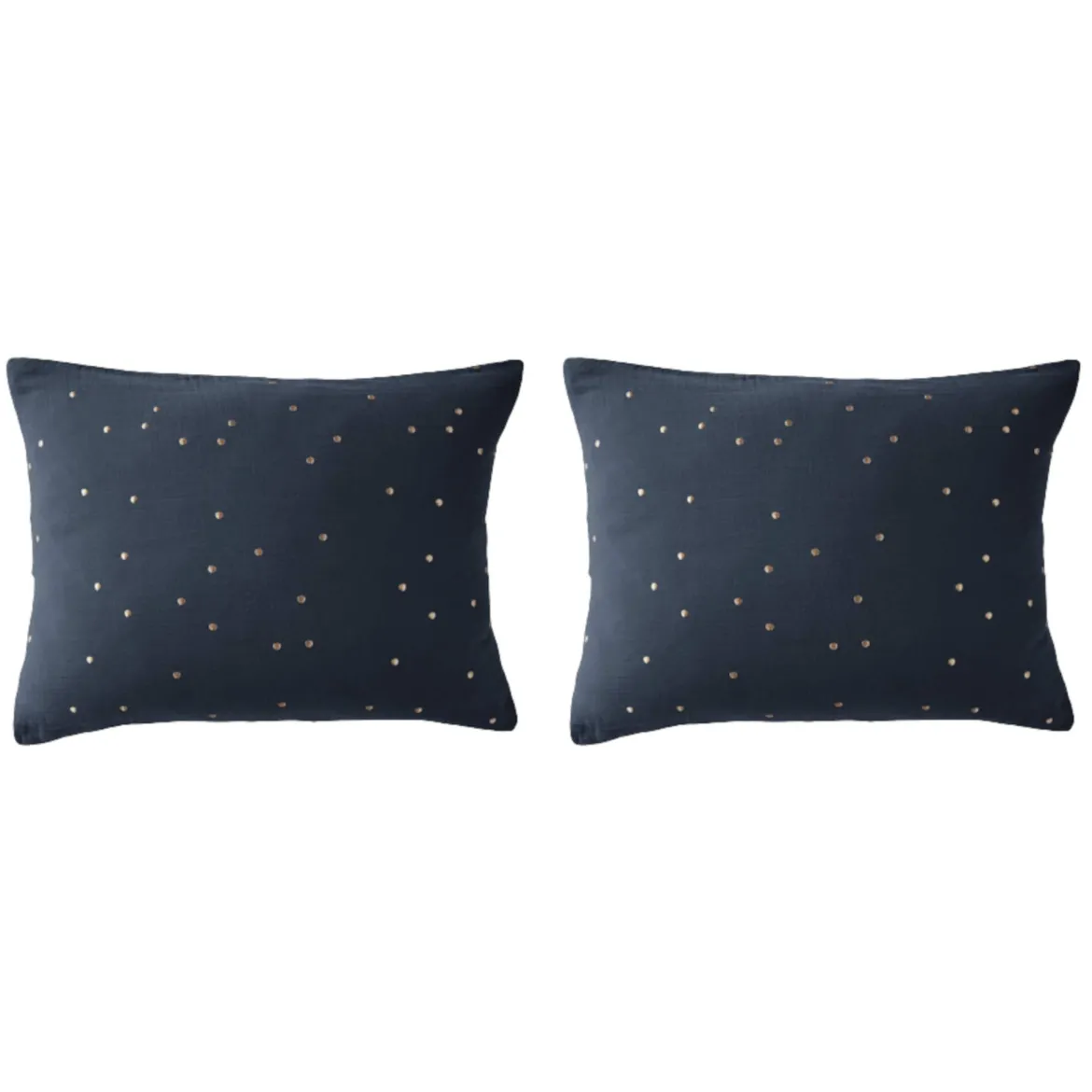 Lot de 2 taies d'oreillers à pois brodés double gaze de coton