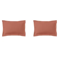 Lot de 2 taies d'oreillers terracotta 100% coton