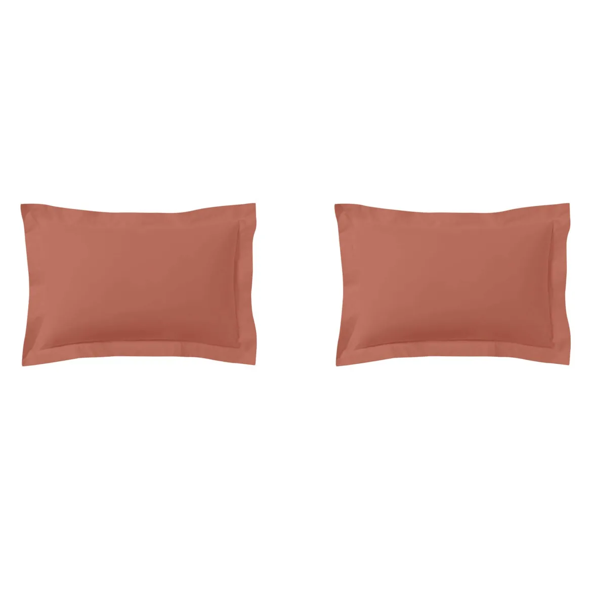 Lot de 2 taies d'oreillers terracotta 100% coton