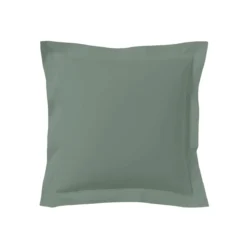 Lot de 2 taies d'oreillers vert de gris 100% coton