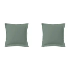 Lot de 2 taies d'oreillers vert de gris 100% coton