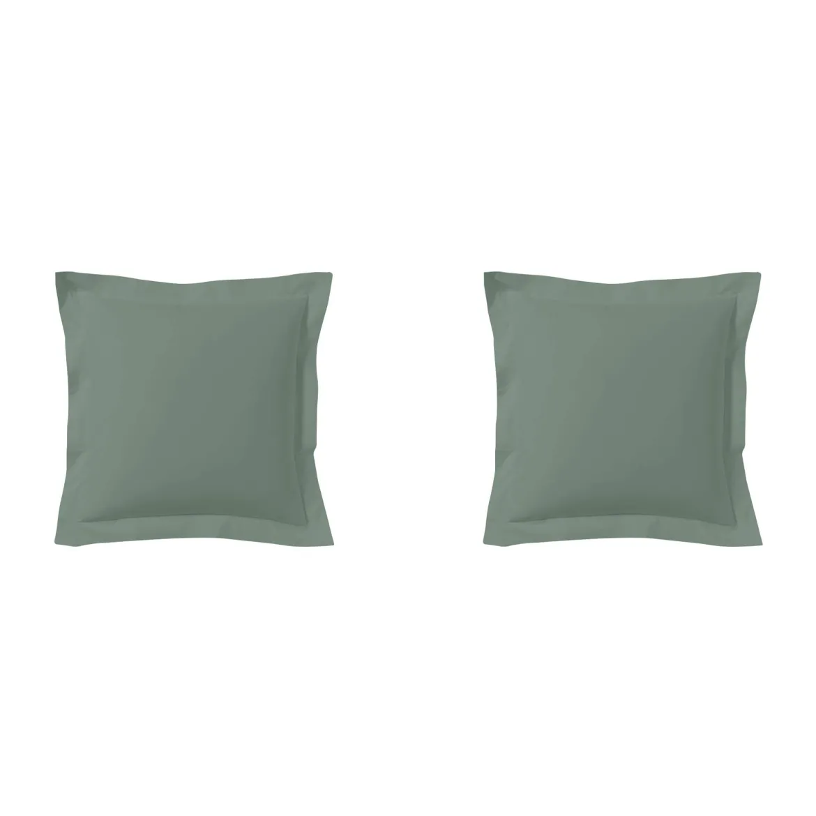 Lot de 2 taies d'oreillers vert de gris 100% coton