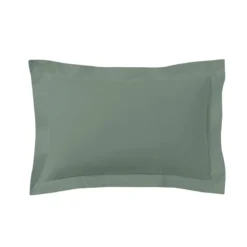 Lot de 2 taies d'oreillers vert de gris 100% coton