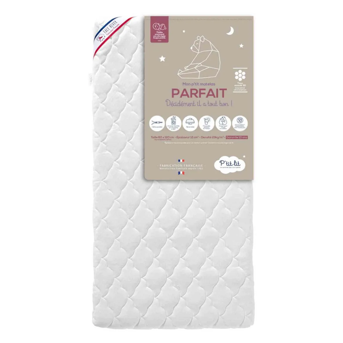 Matelas bébé déhoussable faces été / hiver PARFAIT