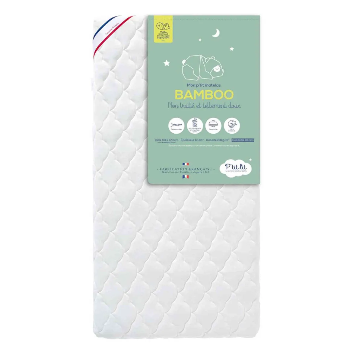 Matelas bébé déhoussable ultra-doux BAMBOO sans traitement