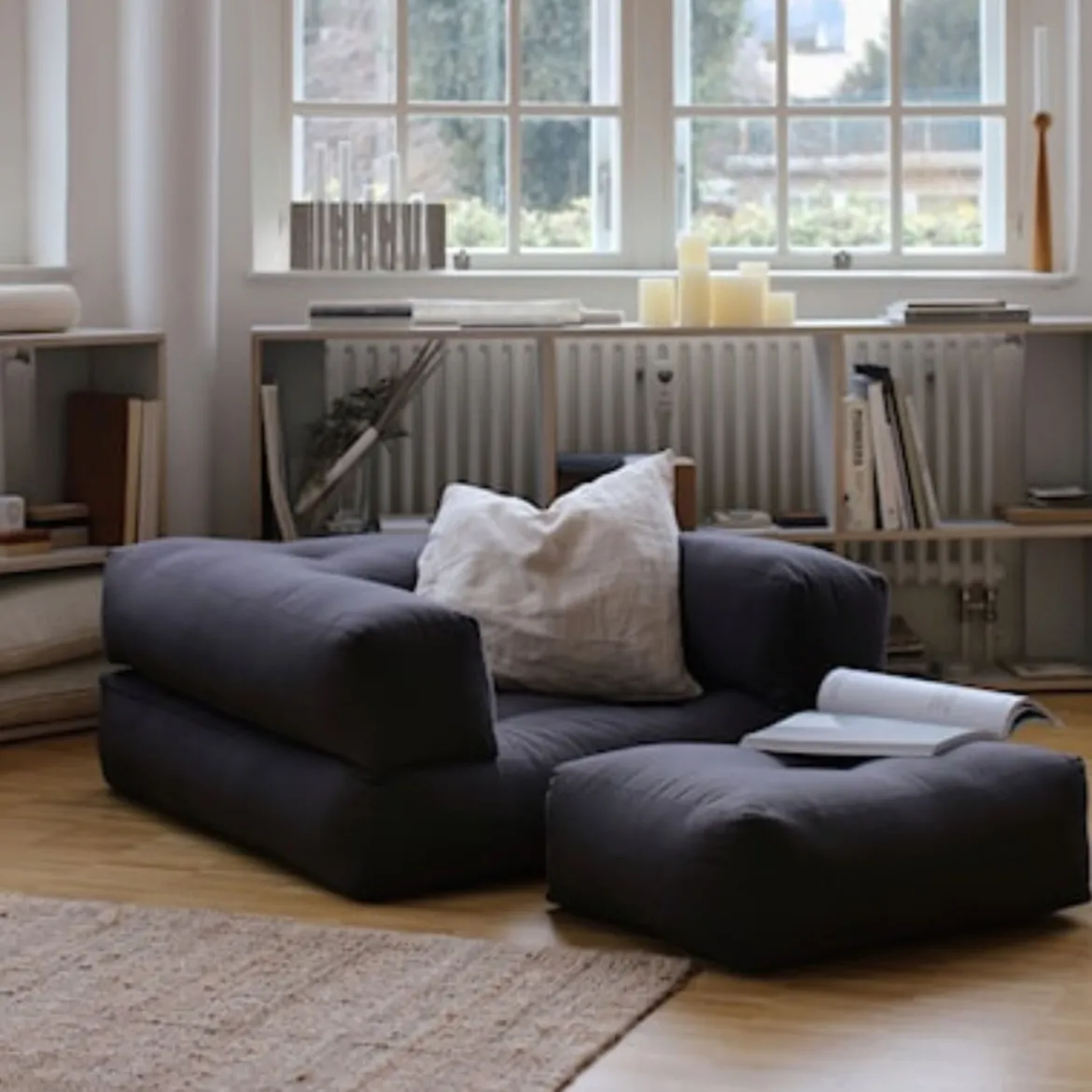 Matelas futon et pouf 2 en 1 CUBE 90x190