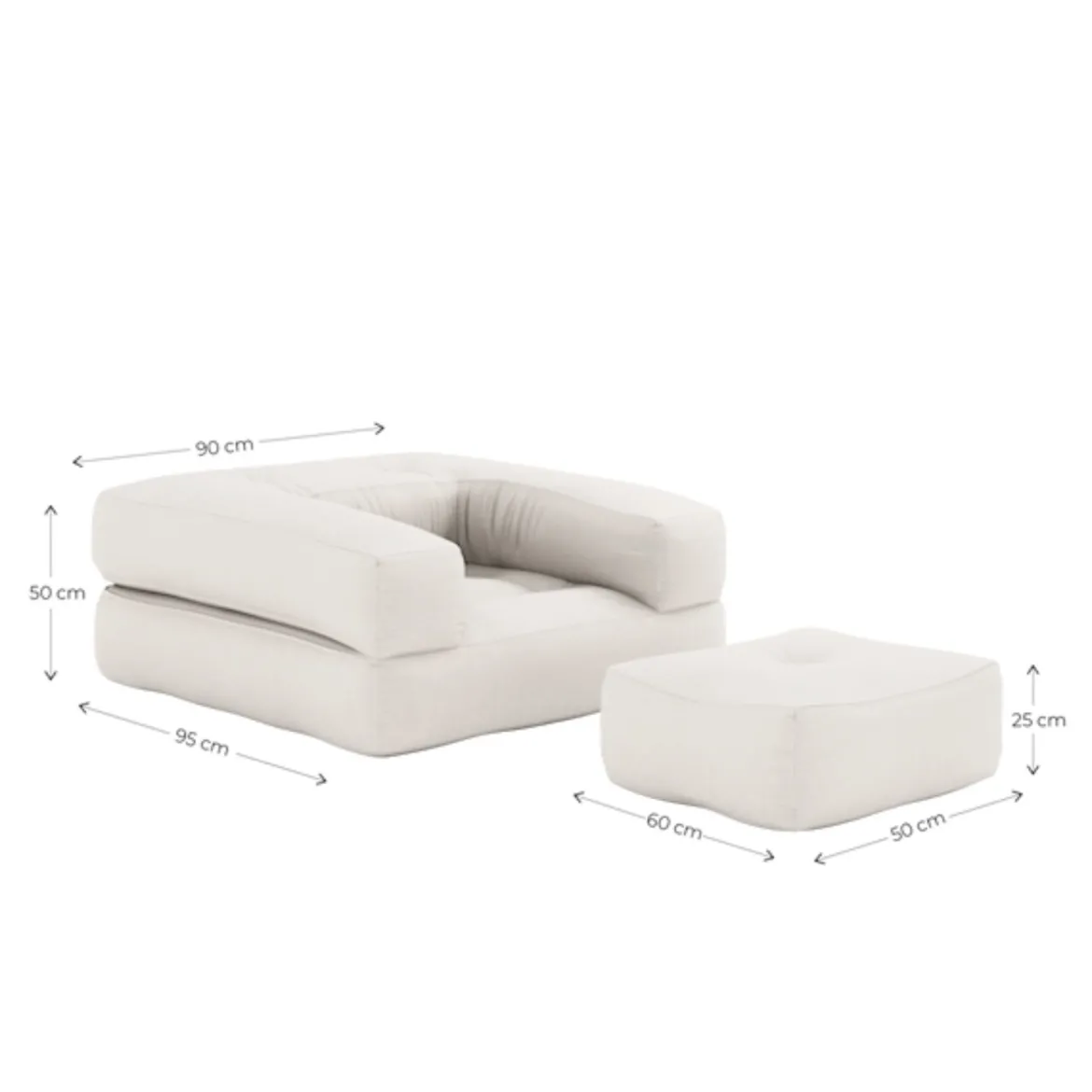 Matelas futon et pouf 2 en 1 CUBE 90x190