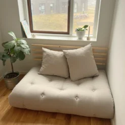 Matelas futon et tête de lit bois massif naturel SHIN SANO 140x200