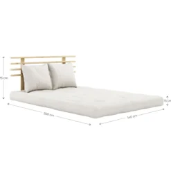 Matelas futon et tête de lit bois massif naturel SHIN SANO 140x200