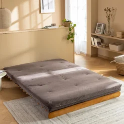 Matelas futon latex ferme tissu velours côtelé - Terre de Nuit