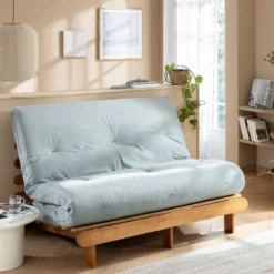Matelas futon mémoire de forme ferme tissu velours côtelé - Terre de Nuit