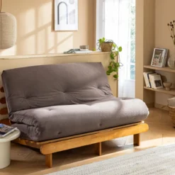 Matelas futon mémoire de forme ferme tissu velours côtelé - Terre de Nuit