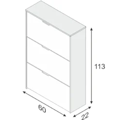 Meuble à chaussures avec 3 portes, capacité 18 paires - MC81011
