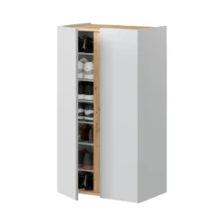 Meuble à chaussures avec 2 portes et 6 étagères réglables blanc
