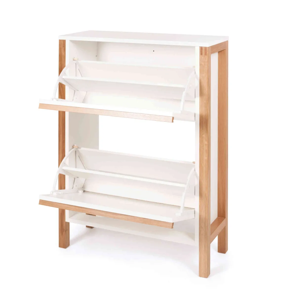 Meuble à chaussures 2 tiroirs en bois blanc - MC0051