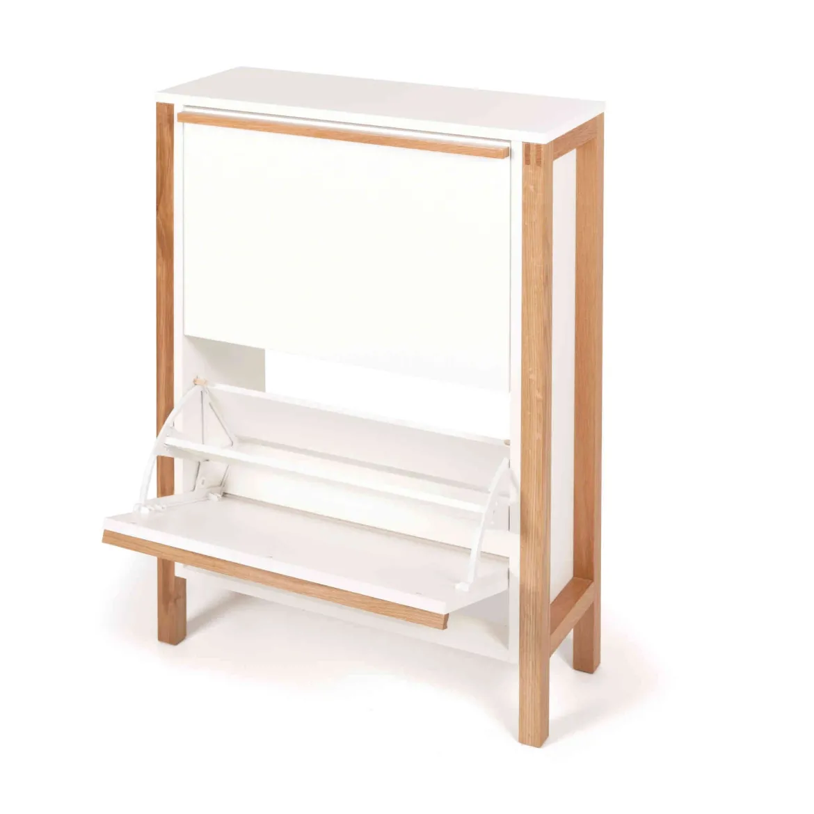 Meuble à chaussures 2 tiroirs en bois blanc - MC0051