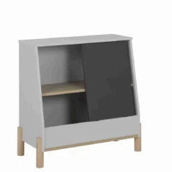 Meuble de rangement enfant avec porte coulissante ardoise - RA5042
