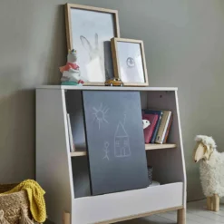 Meuble de rangement enfant avec porte coulissante ardoise - RA5042