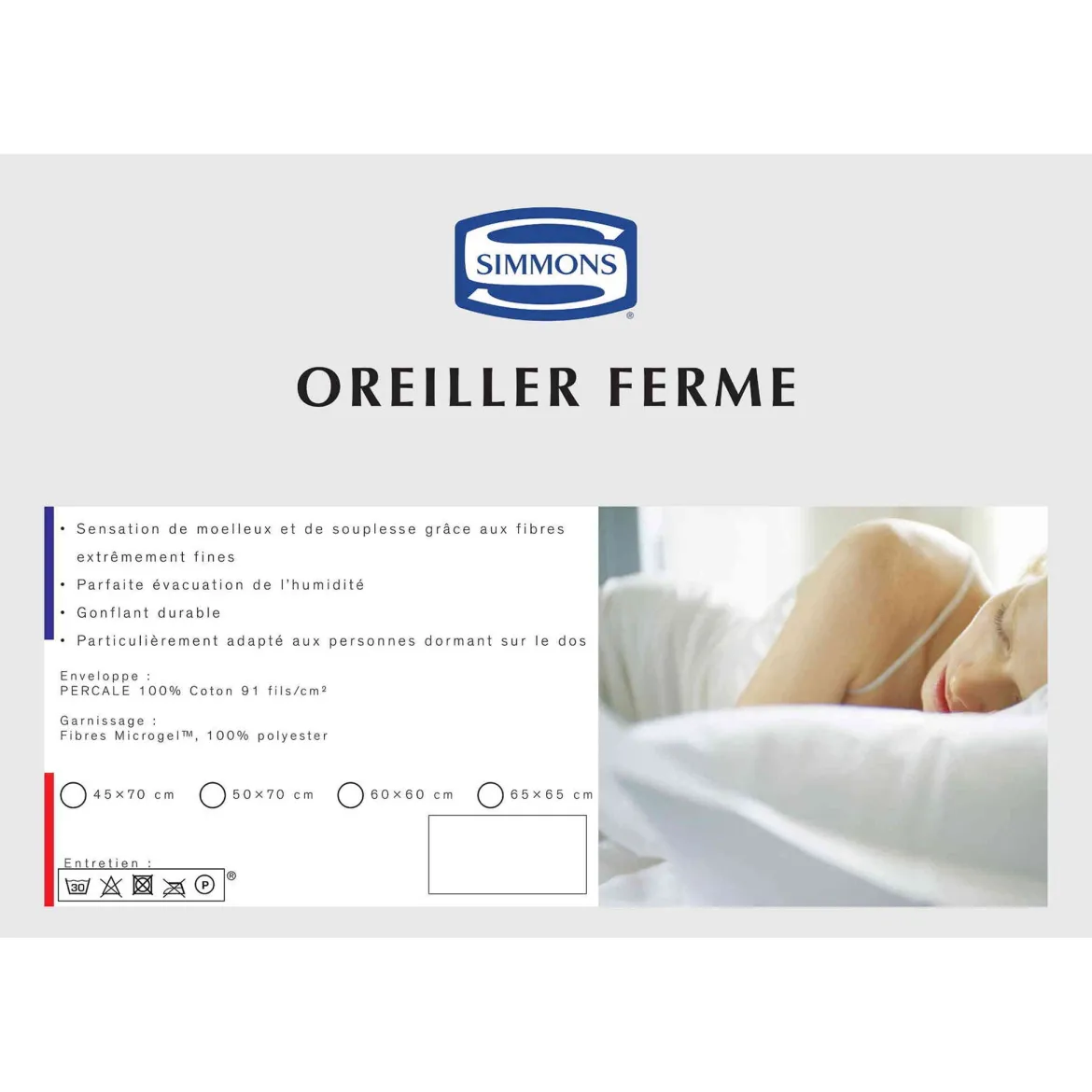 Oreiller Microgel Ferme percale Simmons