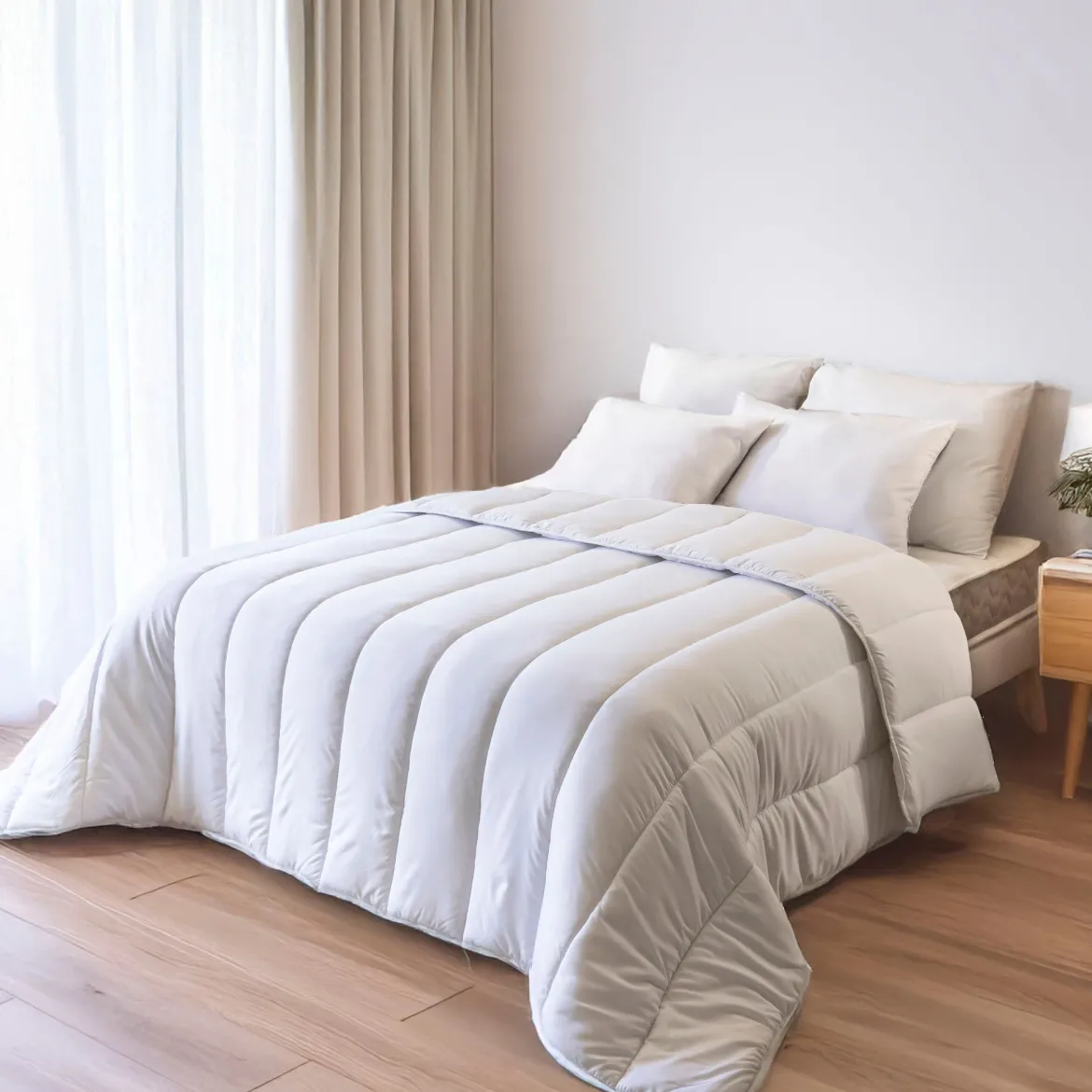 Pack couette chaude hiver et oreiller anti-acariens et anti-bactériens