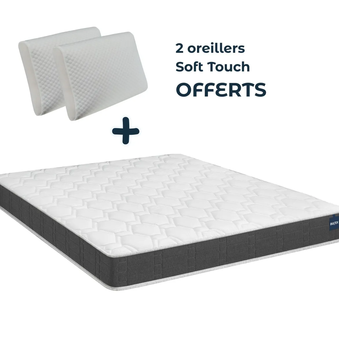 Pack Matelas King Size Bultex Regular 200x200 + 2 Oreillers Bultex Soft Touch Offerts