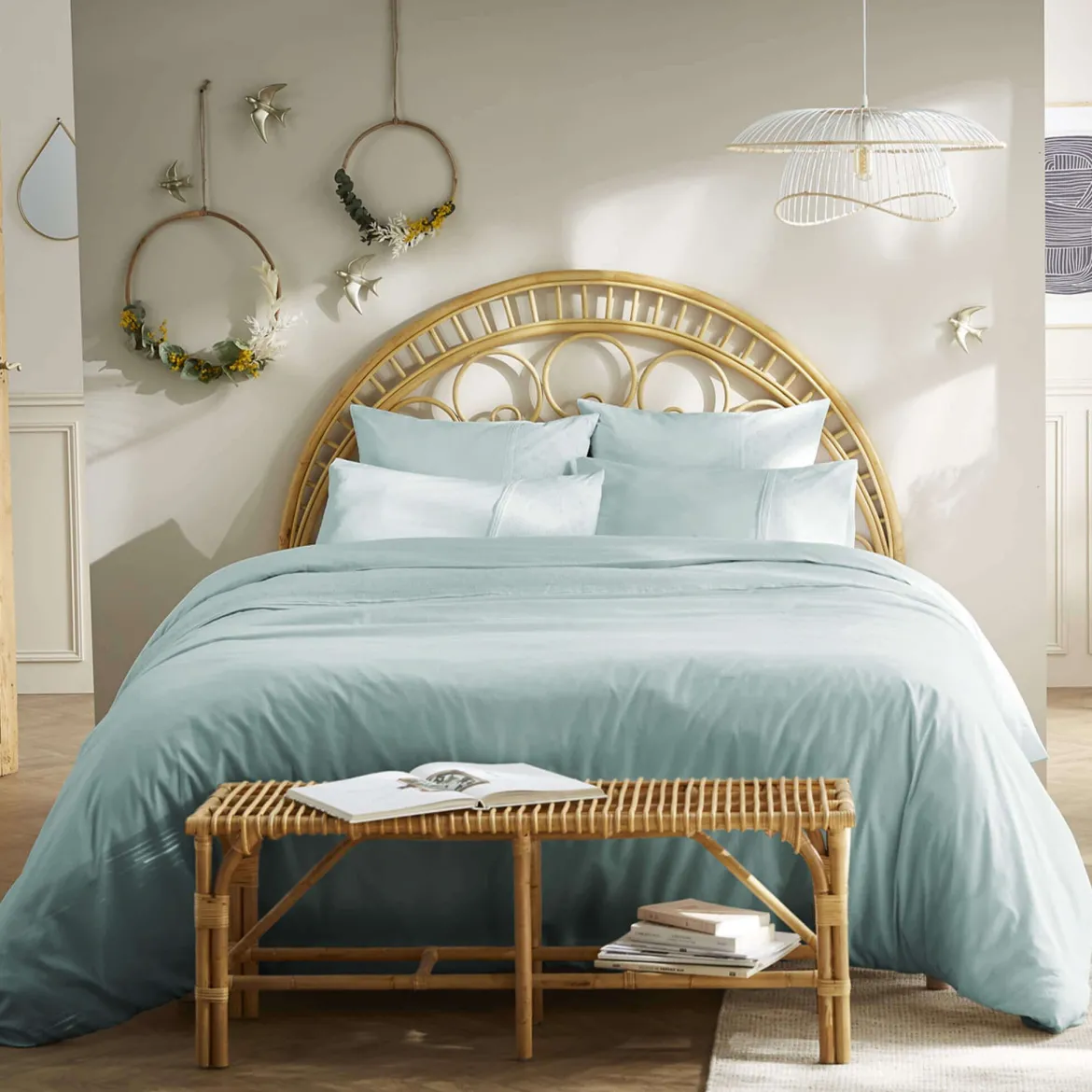 Parure de lit 100% coton broderie anglaise