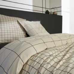 Parure de lit coton carreaux Terre de Nuit Carrie