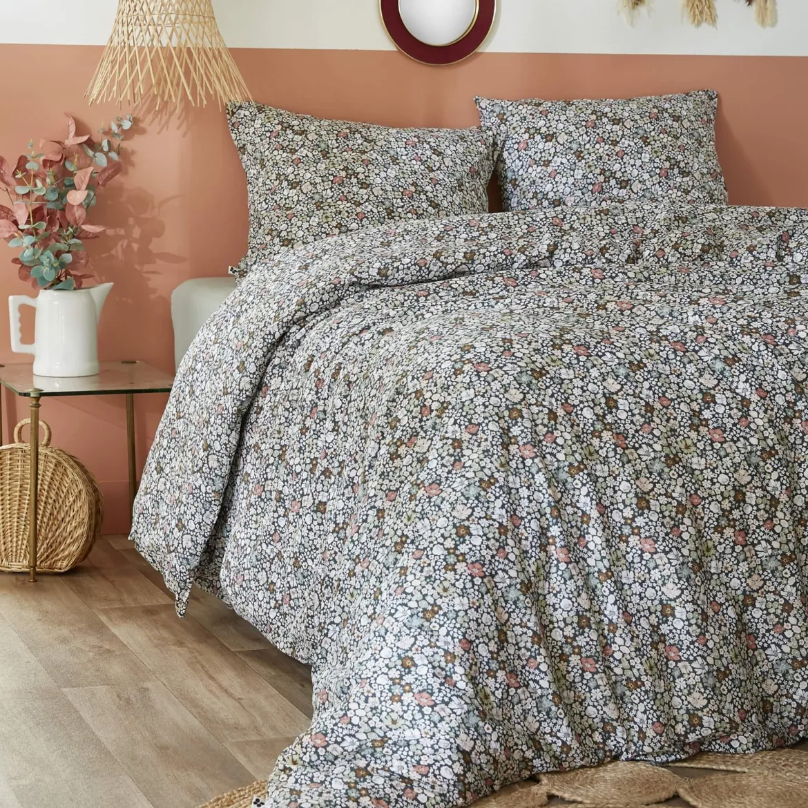 Parure de lit coton imprimé floral