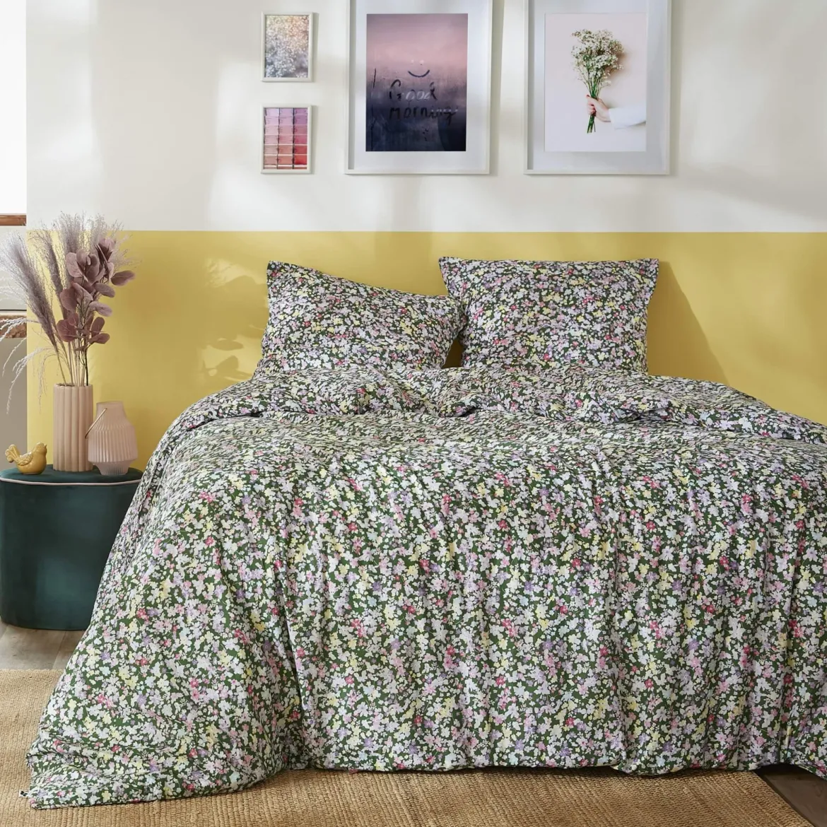 Parure de lit coton imprimé floral