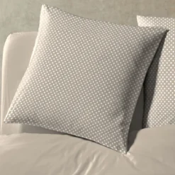 Parure de lit coton à pois taupe Terre de Nuit Auguste