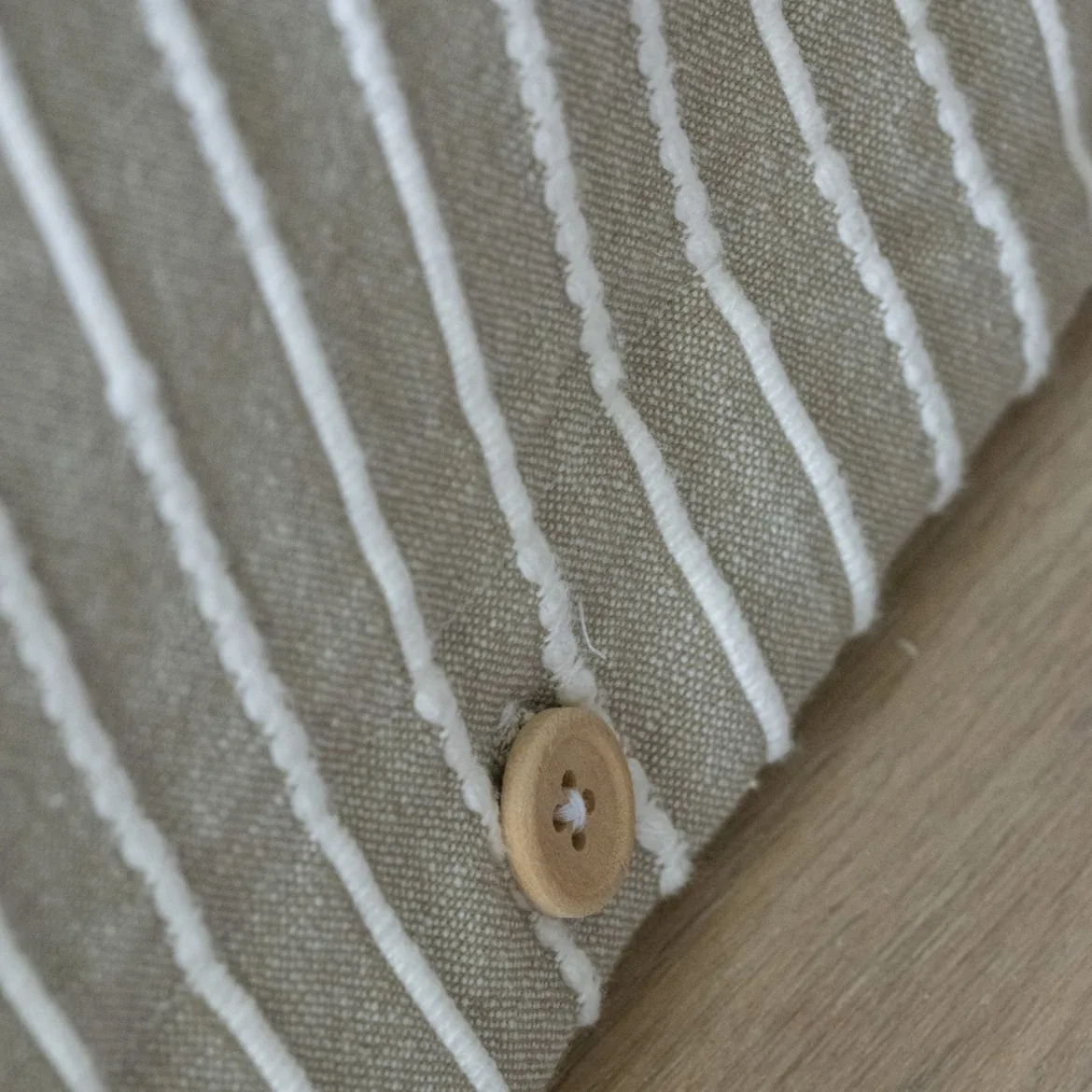 Parure de lit coton rayure beige Terre de Nuit Dune