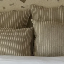 Parure de lit coton rayure beige Terre de Nuit Dune