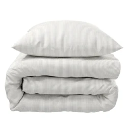 Parure de lit coton rayure blanc Terre de Nuit Bengal