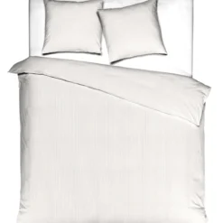 Parure de lit coton rayure blanc Terre de Nuit Bengal