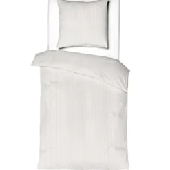 Parure de lit coton rayure blanc Terre de Nuit Bengal
