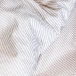 Parure de lit coton rayure blanc Terre de Nuit Bengal