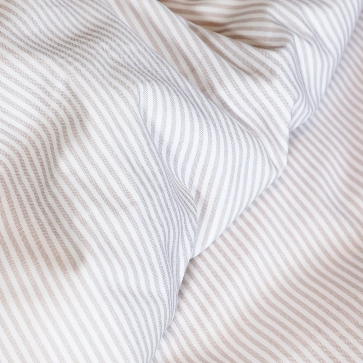 Parure de lit coton rayure blanc Terre de Nuit Bengal