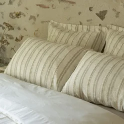 Parure de lit coton rayure blanc Terre de Nuit Olympe