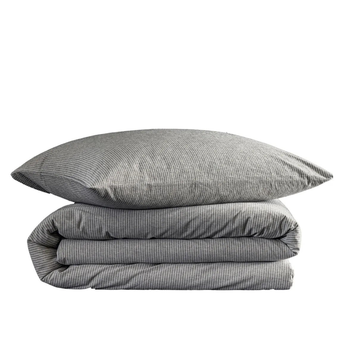 Parure de lit coton rayure gris Terre de Nuit Eden