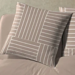 Parure de lit coton taupe Terre de Nuit Tess