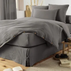 Parure de lit double gaze de coton Terre de Nuit